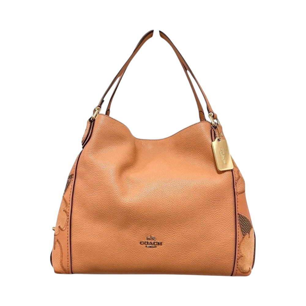 Coach Edie 31 Tea Rose Patchwork Large Shoulder Bag Beechwood Leather 24966